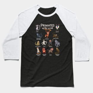 Many species of monkeys - types of primates Baseball T-Shirt